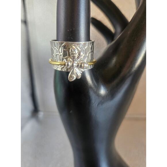 Bumblebee Spinner ring Handmade Sterling Silver 925 Stamped Sz 10 - Picture 6 of 10